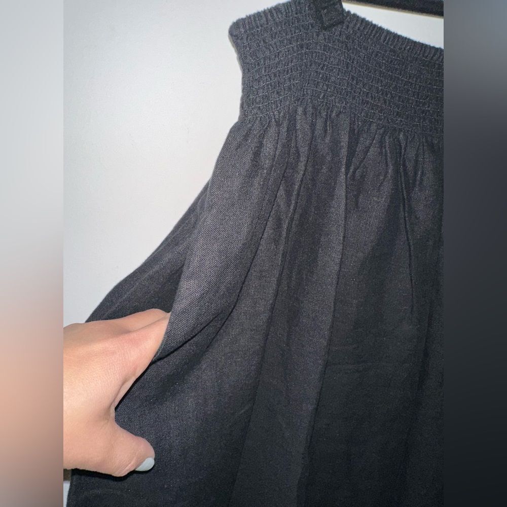 Chico’s Linen Embroidered Scallop Hem Skirt SZ 1 US 8 Elastic Waist Black - Picture 8 of 15
